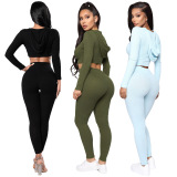 Solid Color Sporty Wholesale Two Piece Set