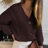 Casual Long-sleeved Button Sweater Cardigan Jacket Women Loose Thick Wool Twist Knit Sweater