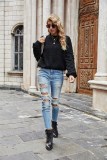New Style Long-Sleeved Large-Sleeved Short-Style Fashionable Knitted Pullover Sweater