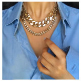 Retro Temperament Alloy Thick Chain Circle Necklace