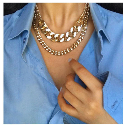 Retro Temperament Alloy Thick Chain Circle Necklace