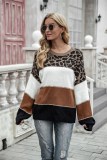 Winter New Product Fashion Personality Sweater Female Color Block Round Neck Pullover Loose Knit Thick Sweater