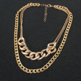 Retro Temperament Alloy Thick Chain Circle Necklace