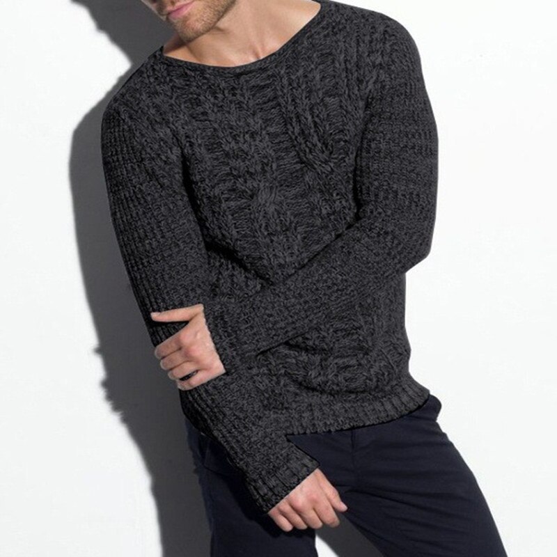Men's O-neck Wool Jumper Autumn Winter Thick Warm Long Sleeve Spacious Solid Clothes Knitted Casual Hombre Sweater Dropshopping