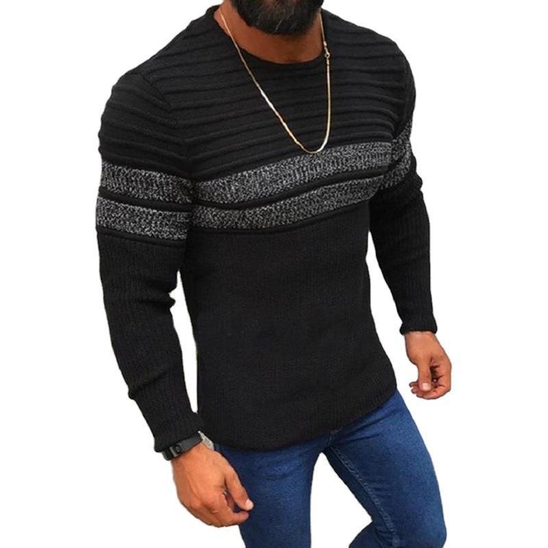 2021 New Men's Sexy Knitted Pullovers Slim Fit O-Neck Sweater Male High Street Pleated Sweaters Pullover Solid Color Long Sleeve