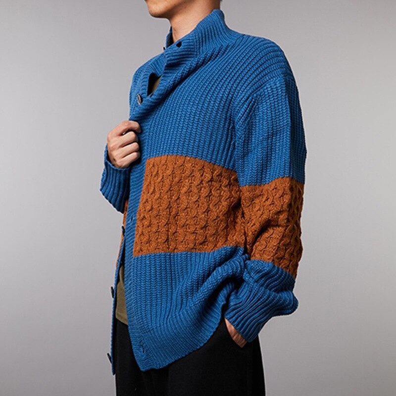 Men Winter Fashion Patchwork Knitted Outwear Coat Sweater Autumn Men Wool Cardigan Sweater Jumper