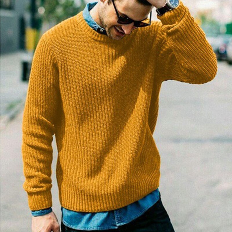 Men's Pullover O-neck Long Sleeve Large Size Casual Male Sweater Autumn Winter Warm Sweaters 2021 Student Solid Men Pullovers