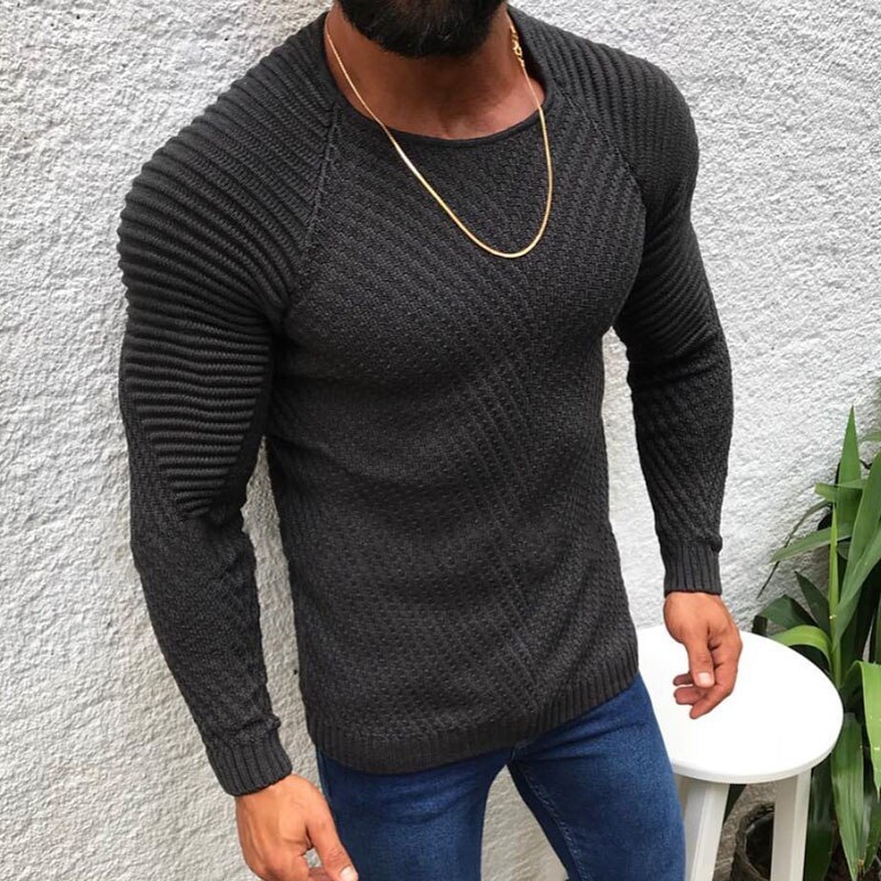 2021 New Autumn Winter Pullover Sweaters Men O-neck Solid Color Long Sleeve Knitwear Slim Men's Sweater Pull Male Clothing