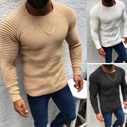 2021 New Autumn Winter Pullover Sweaters Men O-neck Solid Color Long Sleeve Knitwear Slim Men's Sweater Pull Male Clothing