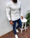 Brand Round Neck Raglan Sleeves Stripes Pleated Color Matching Men Sweater Pullover Sweater Hip Hop Street Mens Sweater