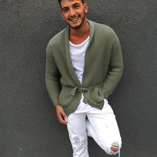 Solid Cardigan Sweater Men 2021 Autumn New Knitted Sweater Coat Casual Slim Fit Pull Homme Male Knitwear Sweaters XL