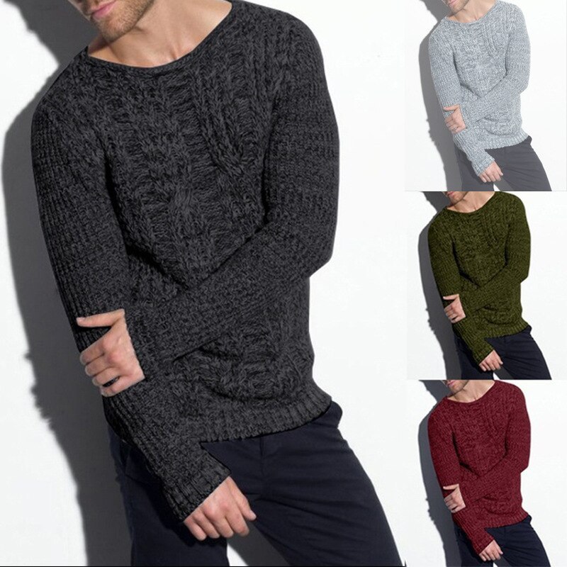 Men's O-neck Wool Jumper Autumn Winter Thick Warm Long Sleeve Spacious Solid Clothes Knitted Casual Hombre Sweater Dropshopping
