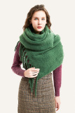 Solid Color Scarf Oversized Tassel Tartan Wrap Shawl Plaid Cozy Checked Pashmina