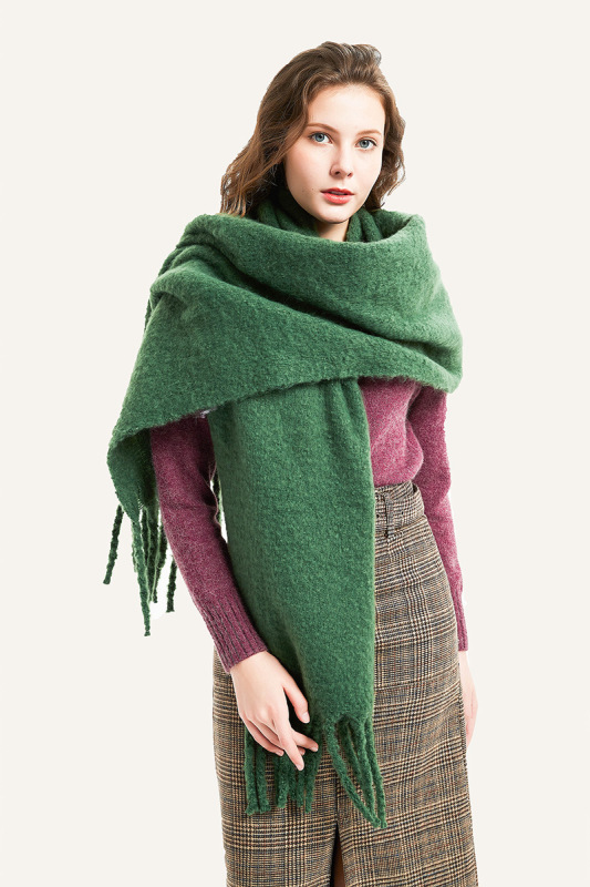 Solid Color Scarf Oversized Tassel Tartan Wrap Shawl Plaid Cozy Checked Pashmina