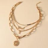 Angel Moon Sun Multilayer Necklace
