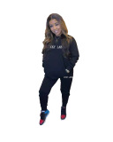 Women Letter Embroidery Two Piece Set Black Rose Red Coffee S-2XL