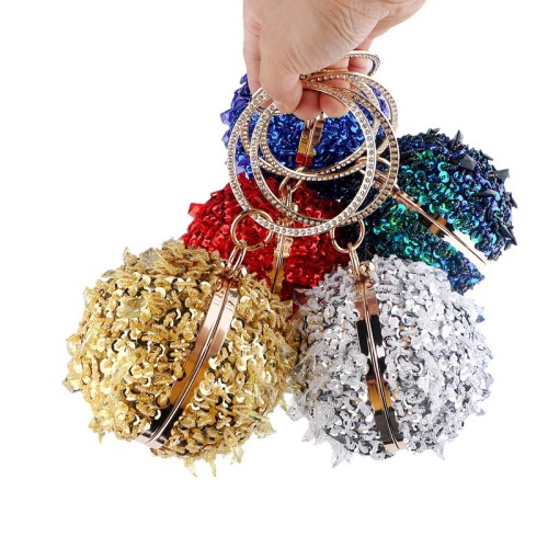 Women Shining spherical Handbag Yellow Red Blue Black Silver