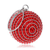 Women Spherical  Pearl handbag Red Blue Black Gold Silver