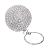Women Spherical  Pearl handbag Red Blue Black Gold Silver
