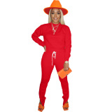Solid Color Women Tracksuit Two Piece Sportsuit Red Black Blue Rosy Khaki S-XXL