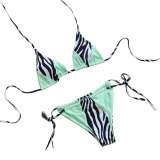 Foohoostore Women's Sexy Two Piece Bikini Suits Personality Printed Patchwork Halter Tops and Lace-Up Low Waist Trunks