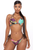 Swimsuit Women Large Size Bikini Ladies Bathing Suit New Plus String Push Up With Print Polyester Sierra Surfer