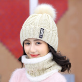 Winter knitted Beanies Hats Women Thick Warm Beanie Skullies Hat Female knit Letter Bonnet Beanie Caps Outdoor Riding Sets