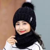 Winter knitted Beanies Hats Women Thick Warm Beanie Skullies Hat Female knit Letter Bonnet Beanie Caps Outdoor Riding Sets