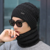 Winter knitted Beanies Hats Women Thick Warm Beanie Skullies Hat Female knit Letter Bonnet Beanie Caps Outdoor Riding Sets