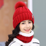Winter knitted Beanies Hats Women Thick Warm Beanie Skullies Hat Female knit Letter Bonnet Beanie Caps Outdoor Riding Sets