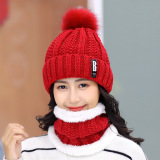 Winter knitted Beanies Hats Women Thick Warm Beanie Skullies Hat Female knit Letter Bonnet Beanie Caps Outdoor Riding Sets