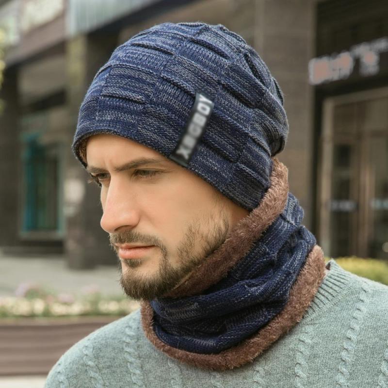 New Fashion Winter Knit Men Winter Hat Caps Scarf  Bonnet Beanie Outdoor Warm Knitted Hats