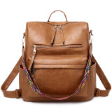 Womens Hot Sale Stylish PU Backpack Black Pink Brown Gray