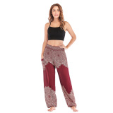 Women Hot Sale Boho Printing Loose Traditional Yoga Pants Bloomers Black Wine Red Green Dark Blue Purple Dark Green One Size