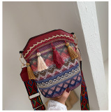 Hot Selling Bohemian Tassel Bucket Shoulder Bag Black Blue Brown Red