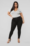Women Plus Size Slim Jean Pants White Black Blue XL-5XL