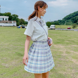 School Gril Uniform Grid Skirt Genuine Female Student Wear College Style Autumn and Winter Clothes Spot Original Suit Short Skirt Two-piece Suit