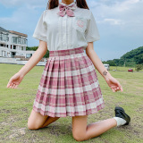 School Gril Uniform Grid Skirt Genuine Female Student Wear College Style Autumn and Winter Clothes Spot Original Suit Short Skirt Two-piece Suit