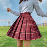School Gril Uniform Grid Skirt Genuine Female Student Wear College Style Autumn and Winter Clothes Spot Original Suit Short Skirt Two-piece Suit