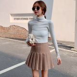 Woolen Short Skirt Pleated Skirt Female Autumn and Winter New Style Plaid Black High Waist A-line Skirt Was Thin Plus Size Skirt
