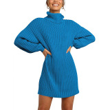 2021 Winter New Fashion Women's High Neck Mid-length Sweater Sweater Dress