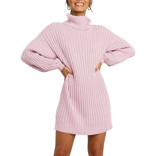 2021 Winter New Fashion Women's High Neck Mid-length Sweater Sweater Dress