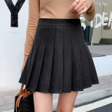 Woolen Short Skirt Pleated Skirt Female Autumn and Winter New Style Plaid Black High Waist A-line Skirt Was Thin Plus Size Skirt