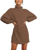 2021 Winter New Fashion Women's High Neck Mid-length Sweater Sweater Dress