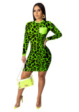 Women  Leopard Print Slim One Piece Set Red Green Blue S-3XL