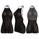 Women Sexy Halter Sleeveless Backless Sexy Mini Dress Club Wear Night Wear Party Dress Black Navy Blue Pink S-2XL
