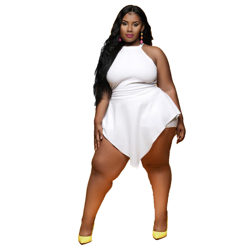 Fashion Sleeveless Back Zipper Sexy Women Plus Size Jumpsuit White Yellow Black Wine Red Blue Green L-4XL