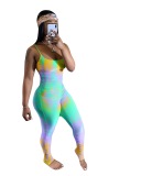 Women Tie Dye Print Pleated Jumpsuit S-2XL