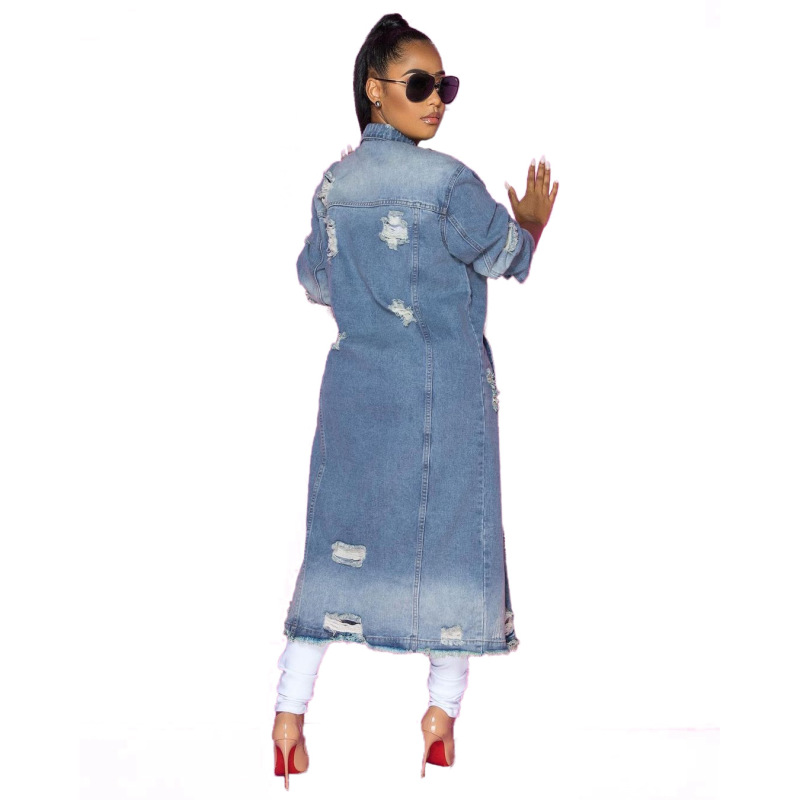 Women Jean Long Coat  S-XXL