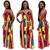 Halter Neck Floral Printed Maxi Dress S-XXL